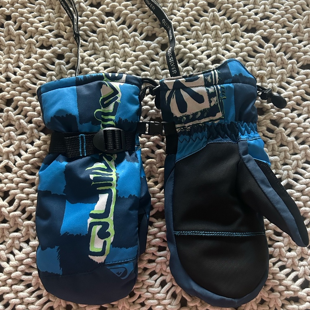 Quiksilver Patterned Blue Kids Mittens